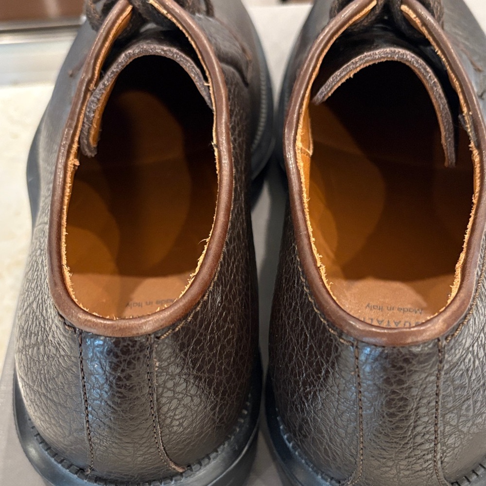 Aquatalia Dark Brown Leather Men's Tucker Oxfords Weatherproof Made in Italy - Picture 7 of 12